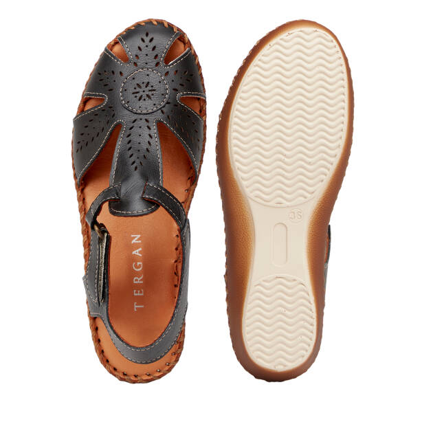Siyah Hakiki Deri Kadın Sandalet - K26Y1SN68446-A23 - 6
