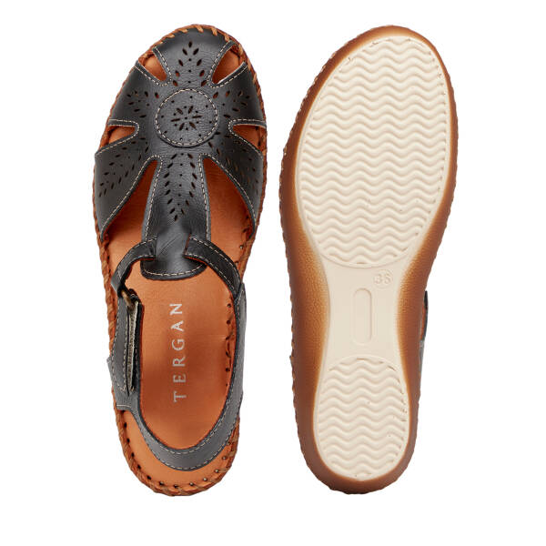 Siyah Hakiki Deri Kadın Sandalet - K26Y1SN68446-A23 - 6