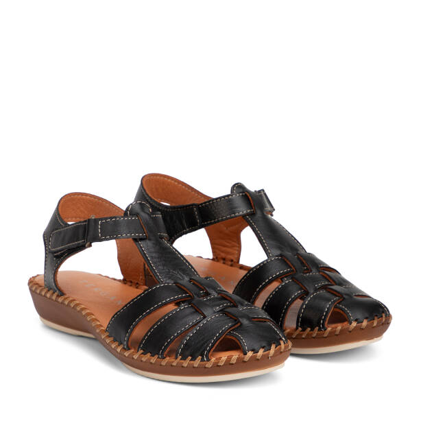 Siyah Hakiki Deri Kadın Sandalet - K26Y1SN68447-A23 - 2