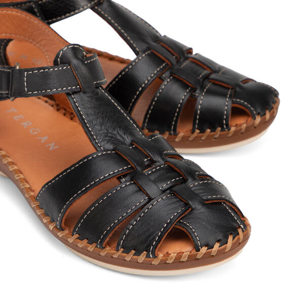 Siyah Hakiki Deri Kadın Sandalet - K26Y1SN68447-A23 - 3