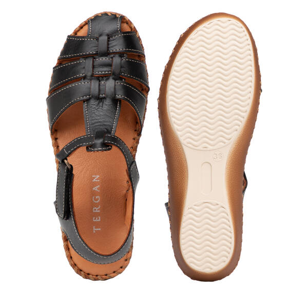 Siyah Hakiki Deri Kadın Sandalet - K26Y1SN68447-A23 - 6