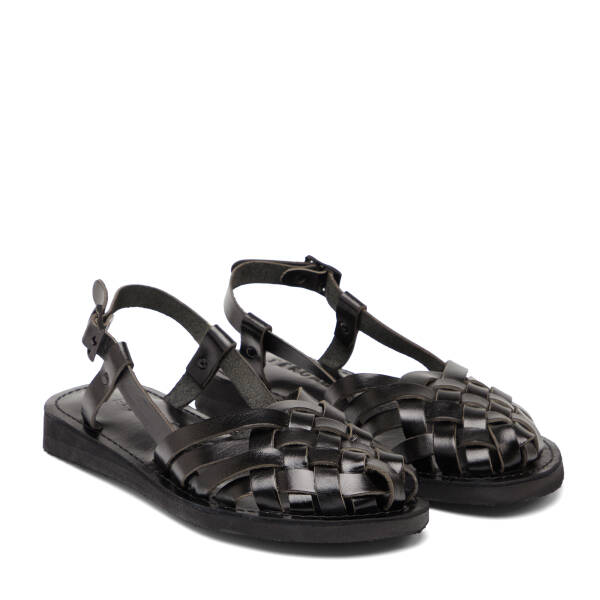 Siyah Hakiki Deri Kadın Sandalet - K26Y1SN68449-A23 - 2