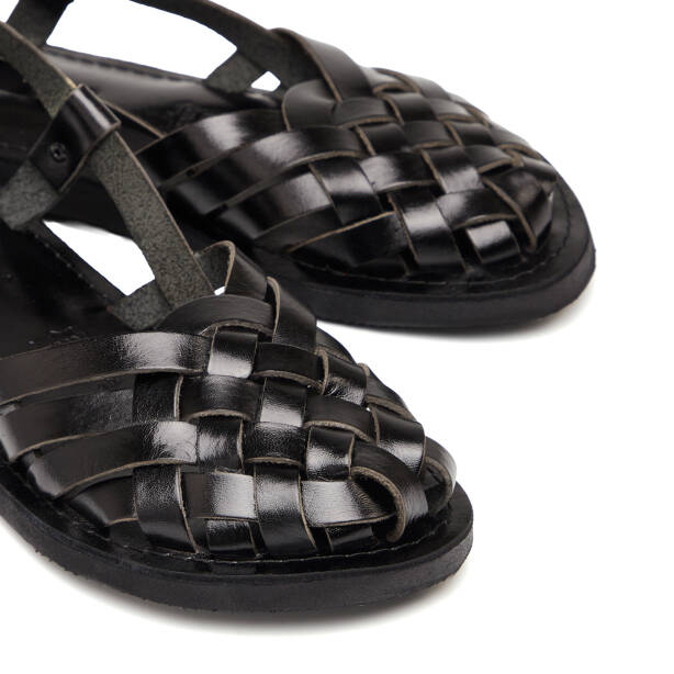 Siyah Hakiki Deri Kadın Sandalet - K26Y1SN68449-A23 - Tergan