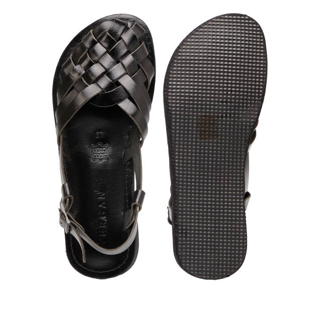 Siyah Hakiki Deri Kadın Sandalet - K26Y1SN68449-A23 - Tergan