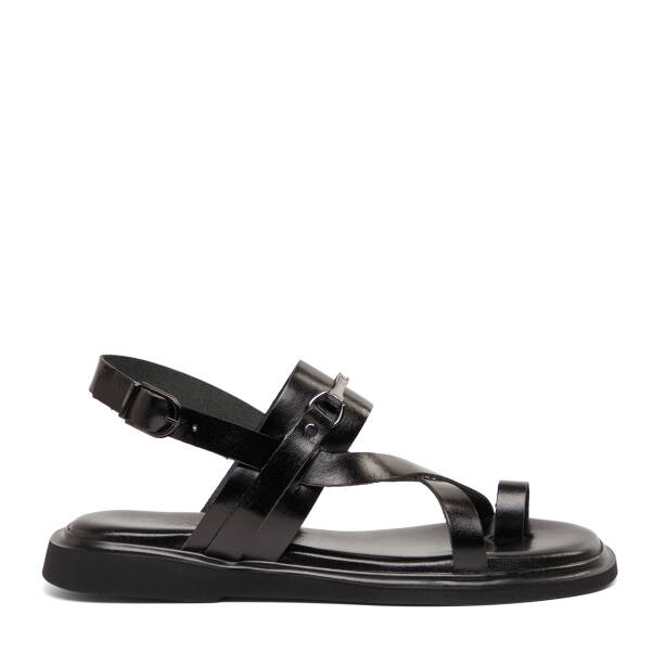 Siyah Hakiki Deri Kadın Sandalet - K26Y1SN68450-A23 - Tergan