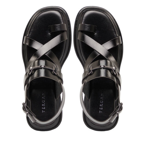 Siyah Hakiki Deri Kadın Sandalet - K26Y1SN68450-A23 - 5