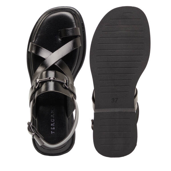 Siyah Hakiki Deri Kadın Sandalet - K26Y1SN68450-A23 - 6