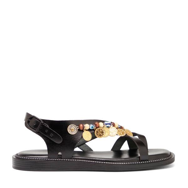 Siyah Hakiki Deri Kadın Sandalet - K26Y1SN68451-A23 - 1