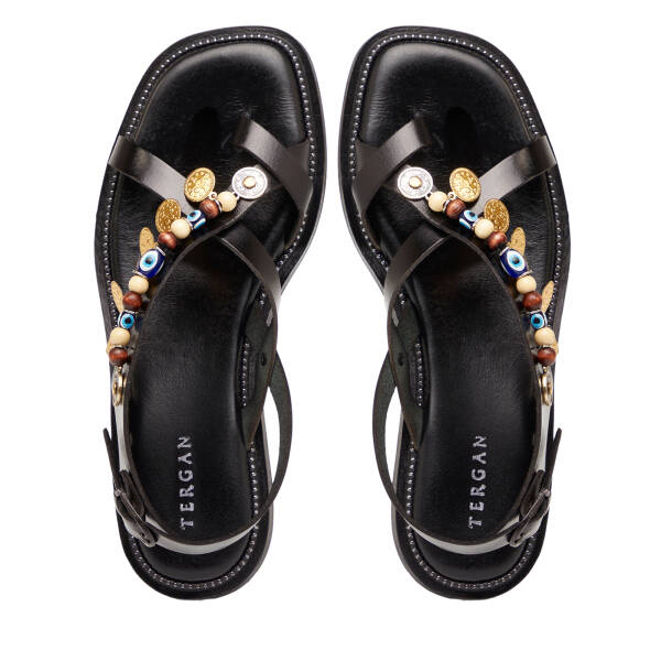 Siyah Hakiki Deri Kadın Sandalet - K26Y1SN68451-A23 - 5