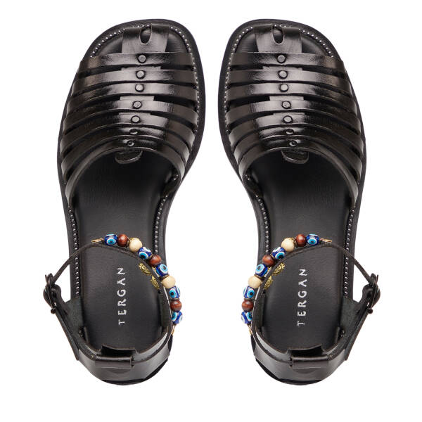 Siyah Hakiki Deri Kadın Sandalet - K26Y1SN68452-A23 - 5