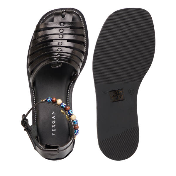 Siyah Hakiki Deri Kadın Sandalet - K26Y1SN68452-A23 - 6