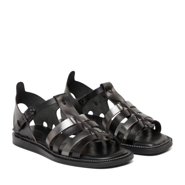 Siyah Hakiki Deri Kadın Sandalet - K26Y1SN68453-A23 - 2