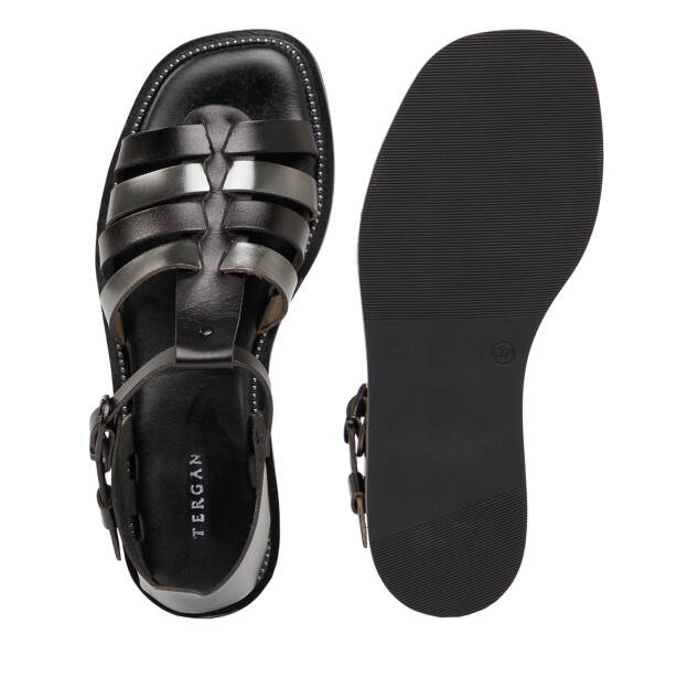 Siyah Hakiki Deri Kadın Sandalet - K26Y1SN68453-A23 - 6