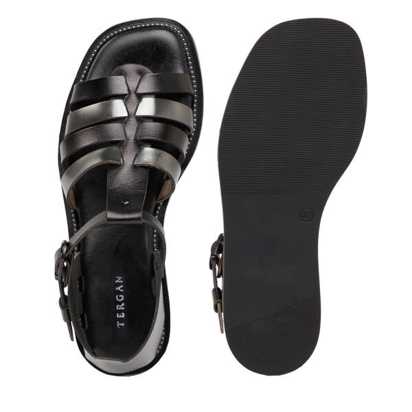 Siyah Hakiki Deri Kadın Sandalet - K26Y1SN68453-A23 - 6