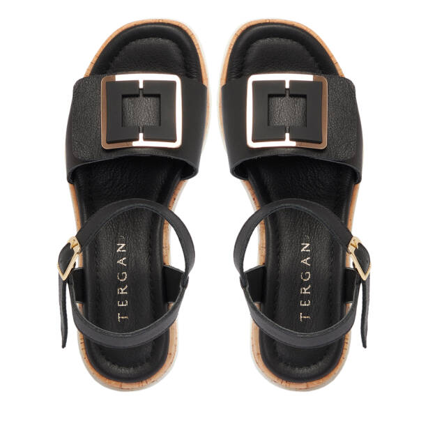 Siyah Hakiki Deri Kadın Sandalet - K26Y1SN68479-A23 - 5