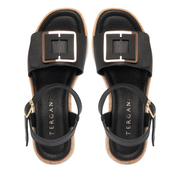 Siyah Hakiki Deri Kadın Sandalet - K26Y1SN68479-A23 - 5