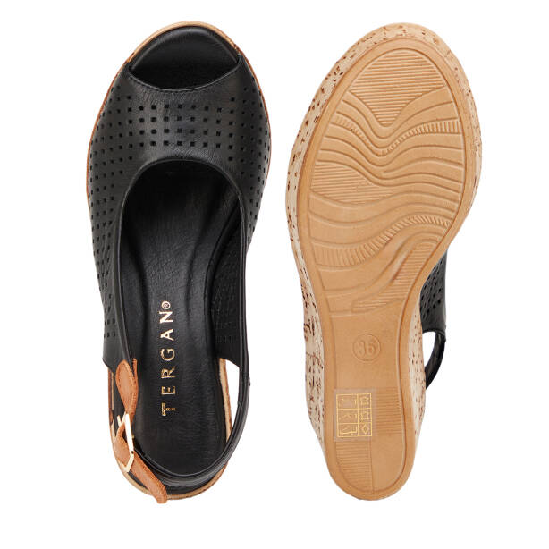 Siyah Hakiki Deri Kadın Sandalet - K26Y1SN68486-A23 - 6