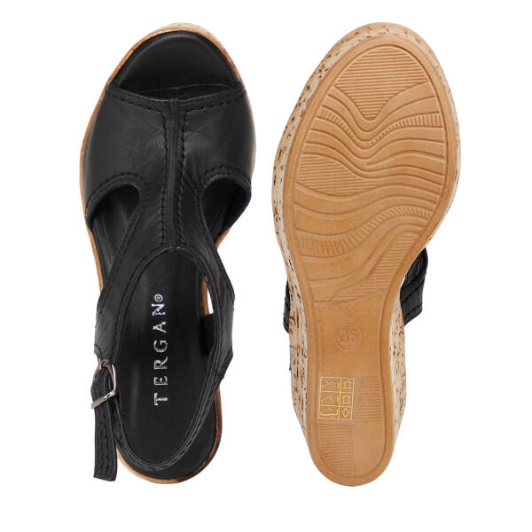 Siyah Hakiki Deri Kadın Sandalet - K26Y1SN68487-A23 - 6