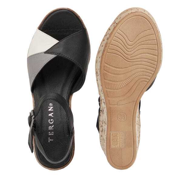 Siyah Hakiki Deri Kadın Sandalet - K26Y1SN68488-A23 - 6