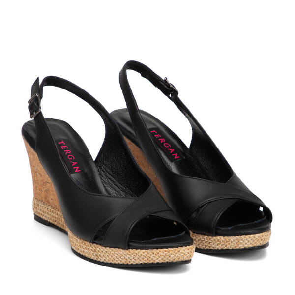 Siyah Hakiki Deri Kadın Sandalet - K26Y1SN68492-A23 - 2