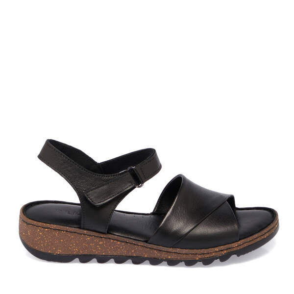 Siyah Hakiki Deri Kadın Sandalet - K26Y1SN68501-A23 - 1