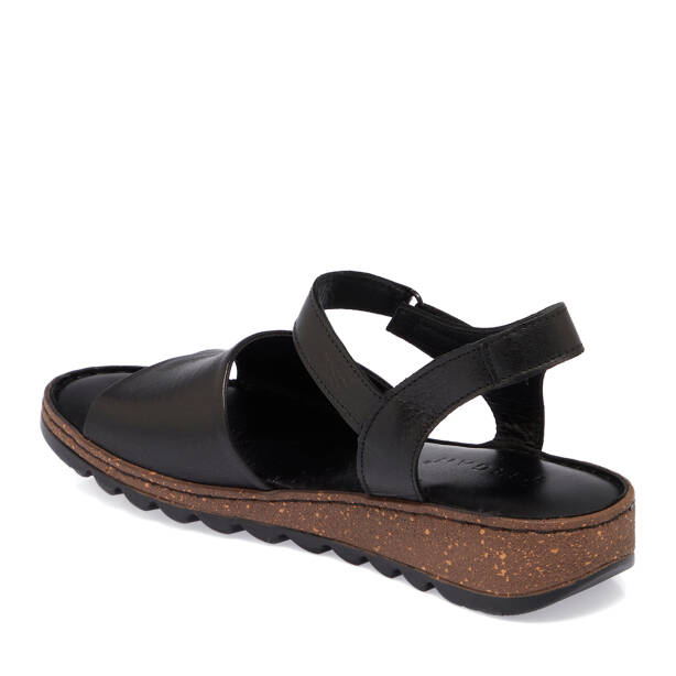 Siyah Hakiki Deri Kadın Sandalet - K26Y1SN68501-A23 - 3