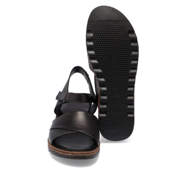 Siyah Hakiki Deri Kadın Sandalet - K26Y1SN68501-A23 - 4