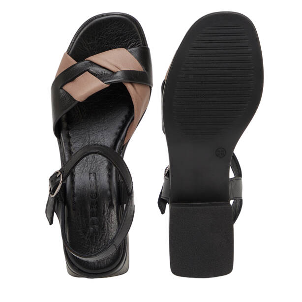 Siyah Hakiki Deri Kadın Sandalet - K26Y1SN68534-U47 - 6