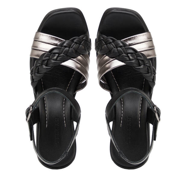 Siyah Hakiki Deri Kadın Sandalet - K26Y1SN68536-O6H - 5