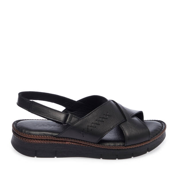 Siyah Hakiki Deri Kadın Sandalet - K26Y1SN68542-A23 - 3