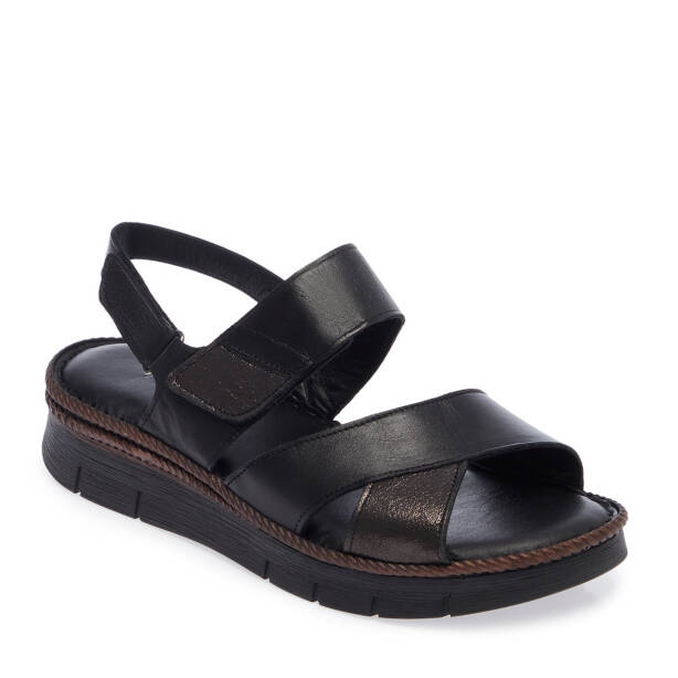 Siyah Hakiki Deri Kadın Sandalet - K26Y1SN68543-A23 - 1