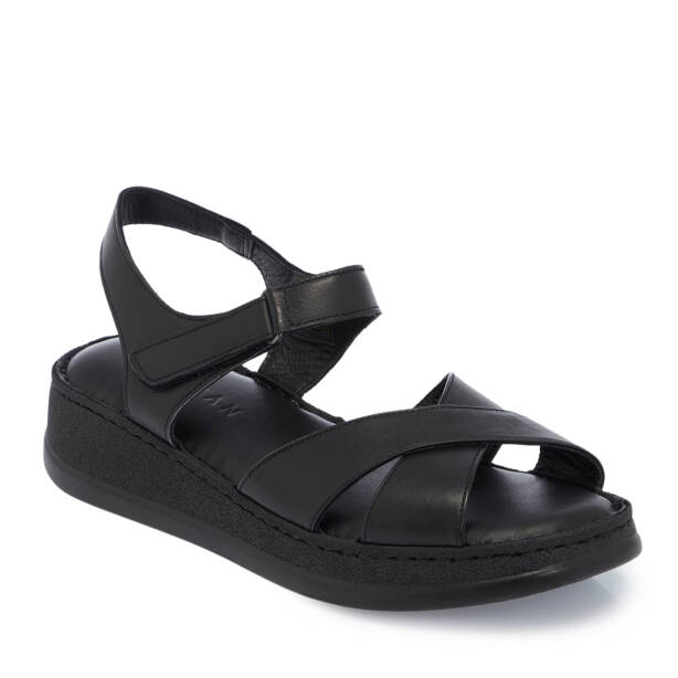Siyah Hakiki Deri Kadın Sandalet - K26Y1SN68544-A23 - 1