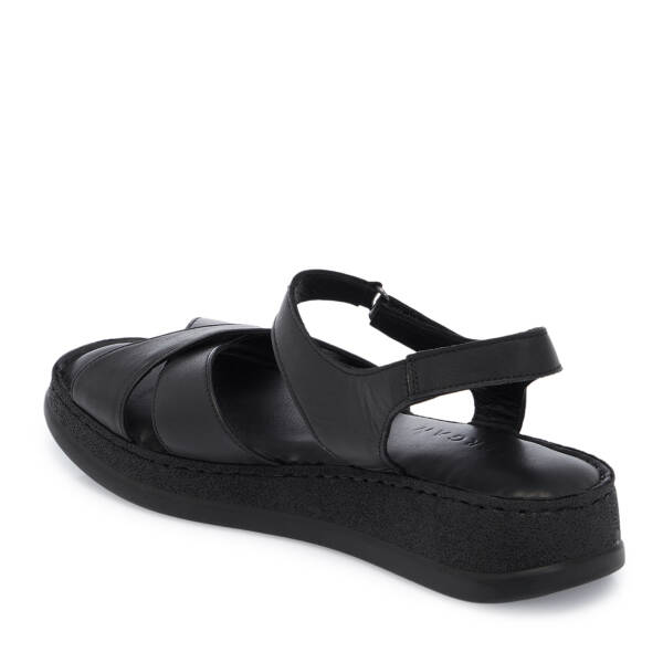 Siyah Hakiki Deri Kadın Sandalet - K26Y1SN68544-A23 - 2