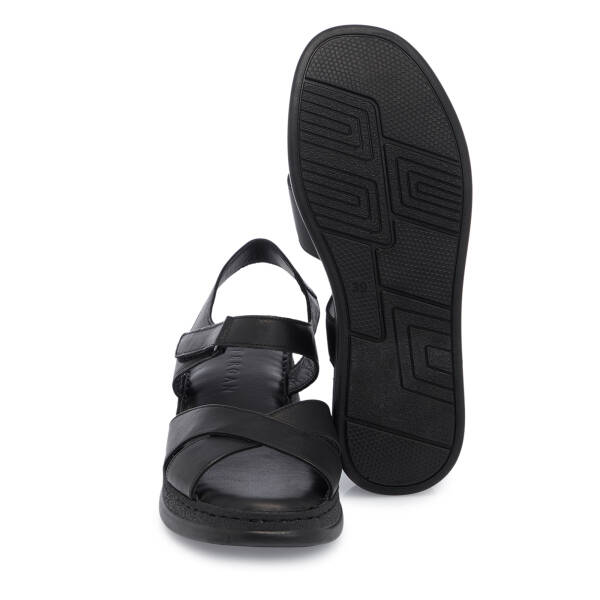 Siyah Hakiki Deri Kadın Sandalet - K26Y1SN68544-A23 - 4