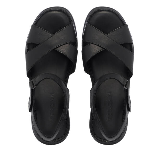 Siyah Hakiki Deri Kadın Sandalet - K26Y1SN68544-A23 - 5