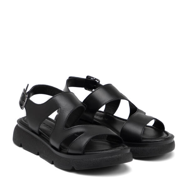 Siyah Hakiki Deri Kadın Sandalet - K26Y1SN68556-A23 - 2