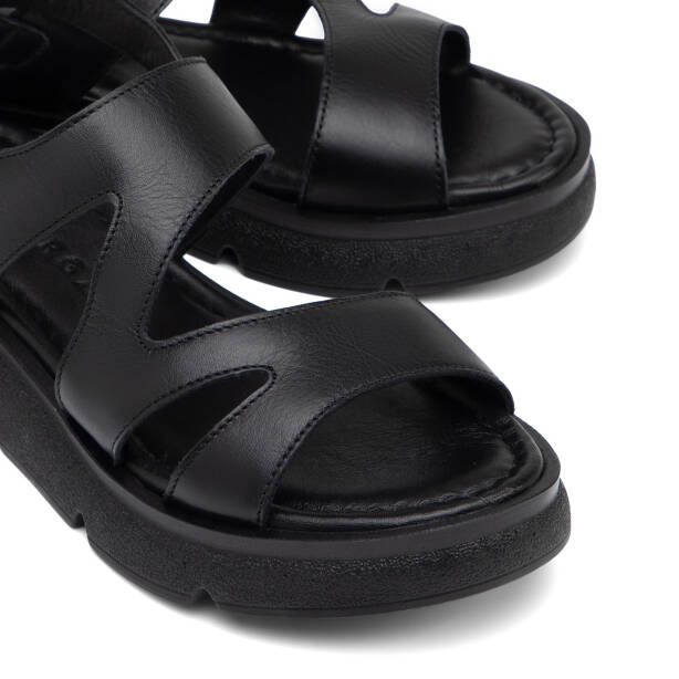 Siyah Hakiki Deri Kadın Sandalet - K26Y1SN68556-A23 - 3