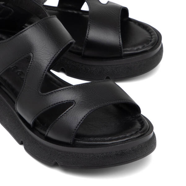 Siyah Hakiki Deri Kadın Sandalet - K26Y1SN68556-A23 - 3