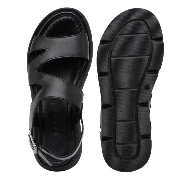 Siyah Hakiki Deri Kadın Sandalet - K26Y1SN68556-A23 - 6