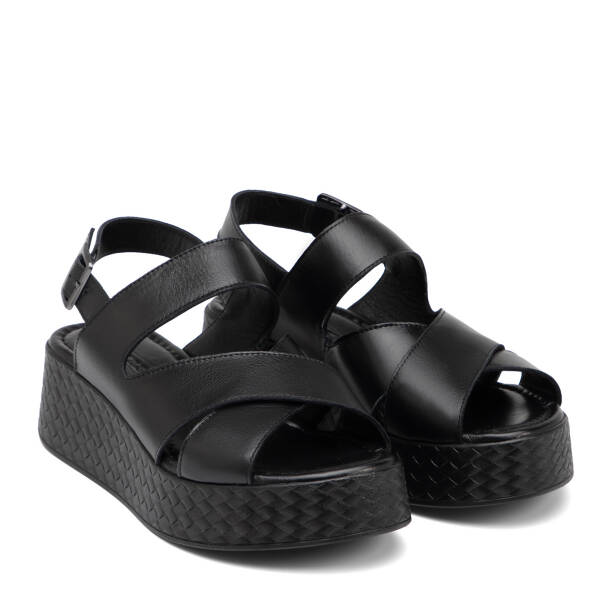 Siyah Hakiki Deri Kadın Sandalet - K26Y1SN68559-A23 - 2