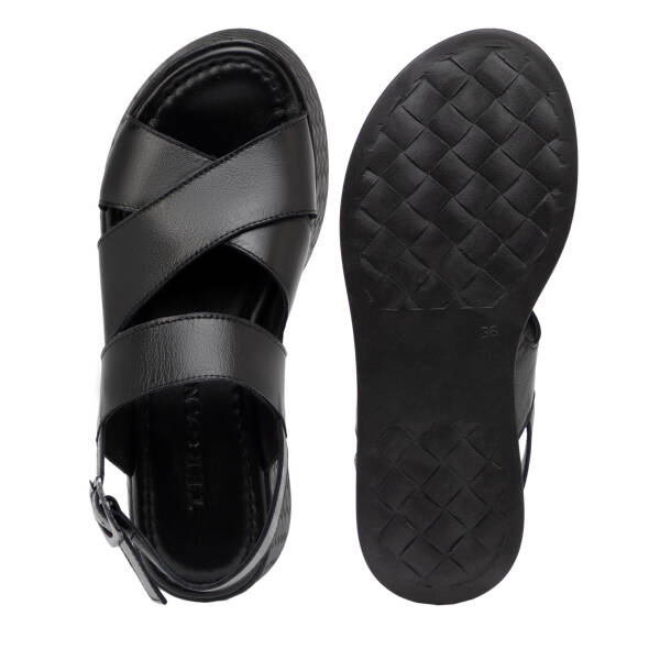 Siyah Hakiki Deri Kadın Sandalet - K26Y1SN68559-A23 - 6