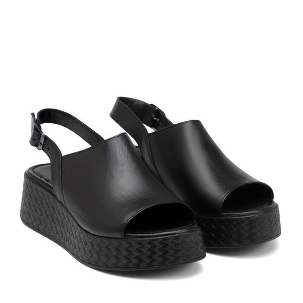 Siyah Hakiki Deri Kadın Sandalet - K26Y1SN68560-A23 - 2