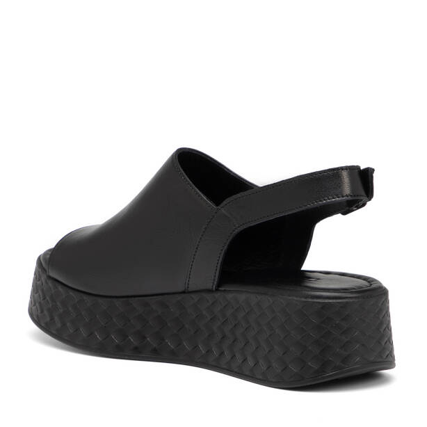 Siyah Hakiki Deri Kadın Sandalet - K26Y1SN68560-A23 - 4