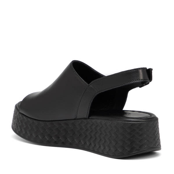 Siyah Hakiki Deri Kadın Sandalet - K26Y1SN68560-A23 - 4