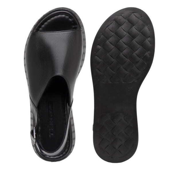 Siyah Hakiki Deri Kadın Sandalet - K26Y1SN68560-A23 - 6