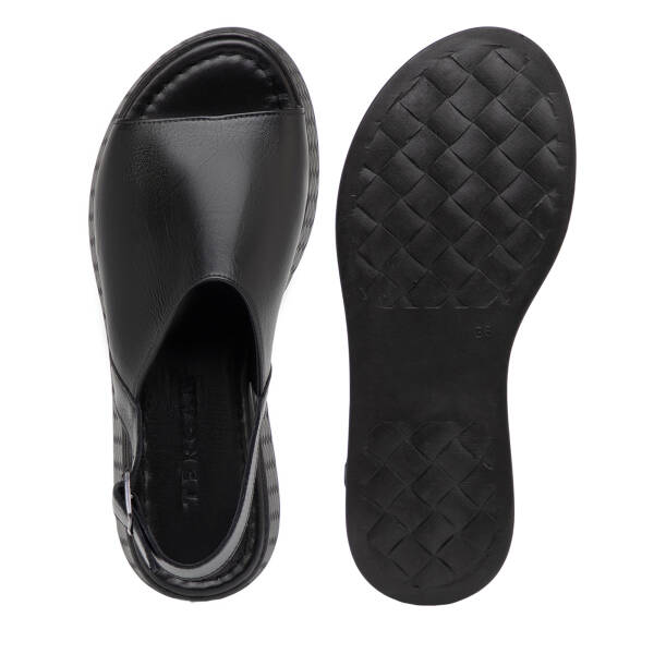 Siyah Hakiki Deri Kadın Sandalet - K26Y1SN68560-A23 - 6