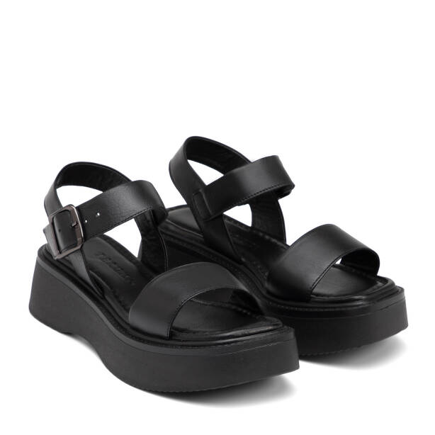 Siyah Hakiki Deri Kadın Sandalet - K26Y1SN68562-A23 - 2