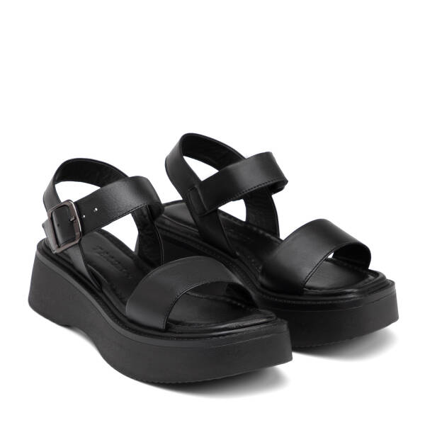 Siyah Hakiki Deri Kadın Sandalet - K26Y1SN68562-A23 - 2