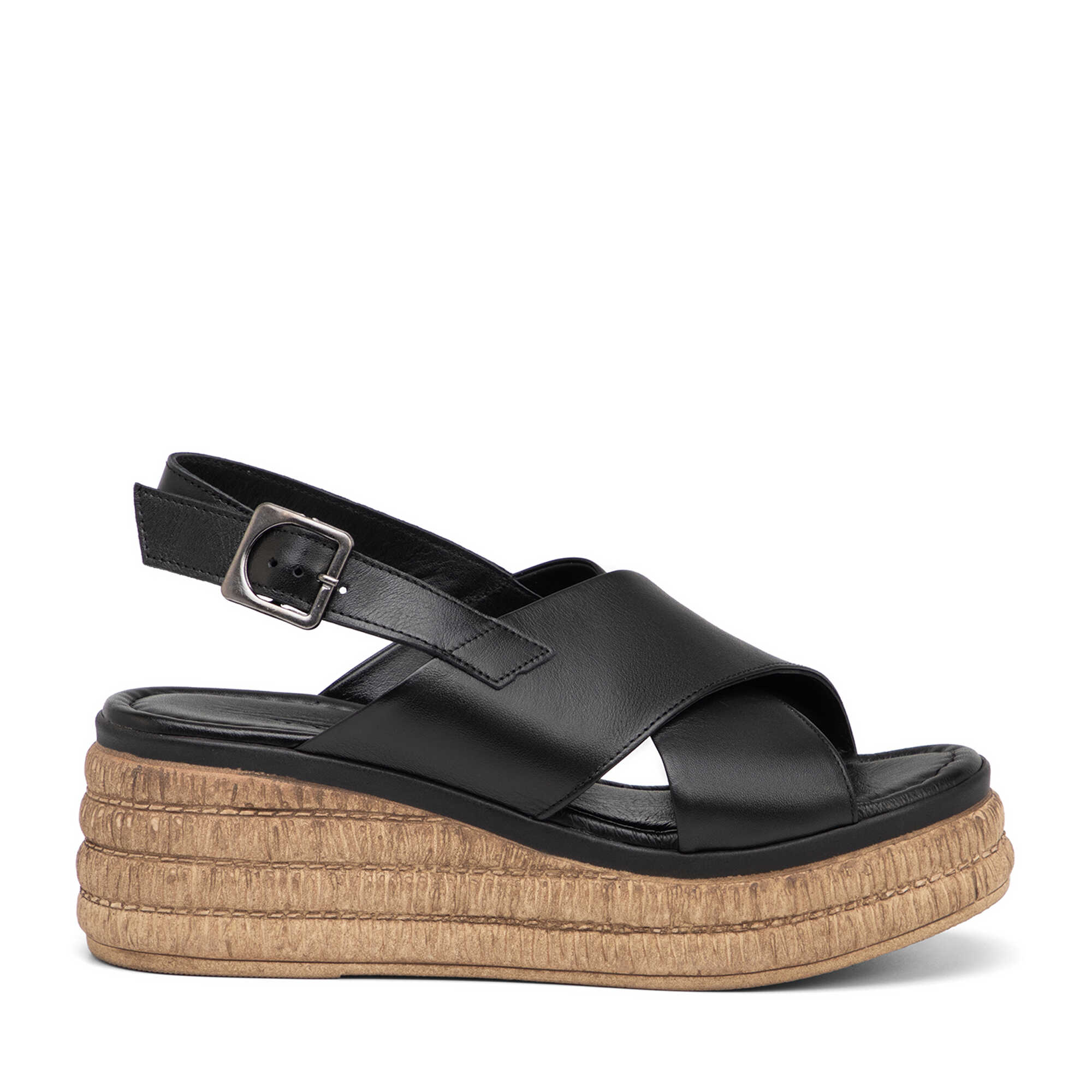 Siyah Hakiki Deri Kadın Sandalet - K26Y1SN68563-A23
