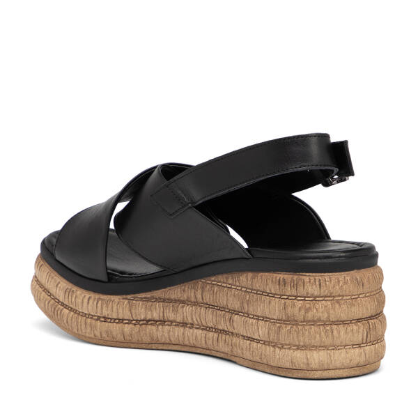 Siyah Hakiki Deri Kadın Sandalet - K26Y1SN68563-A23 - 4